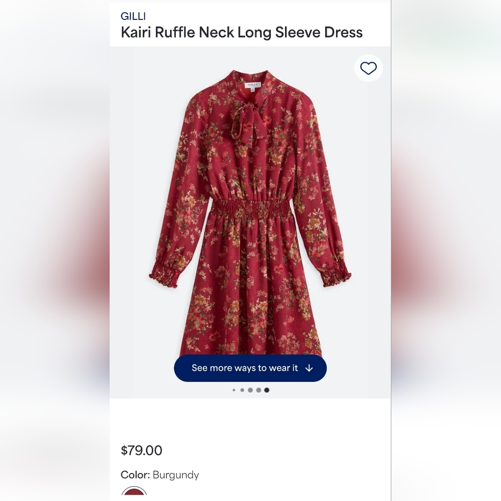 Gilli Kairi Ruffle Neck Long Sleeve Dress